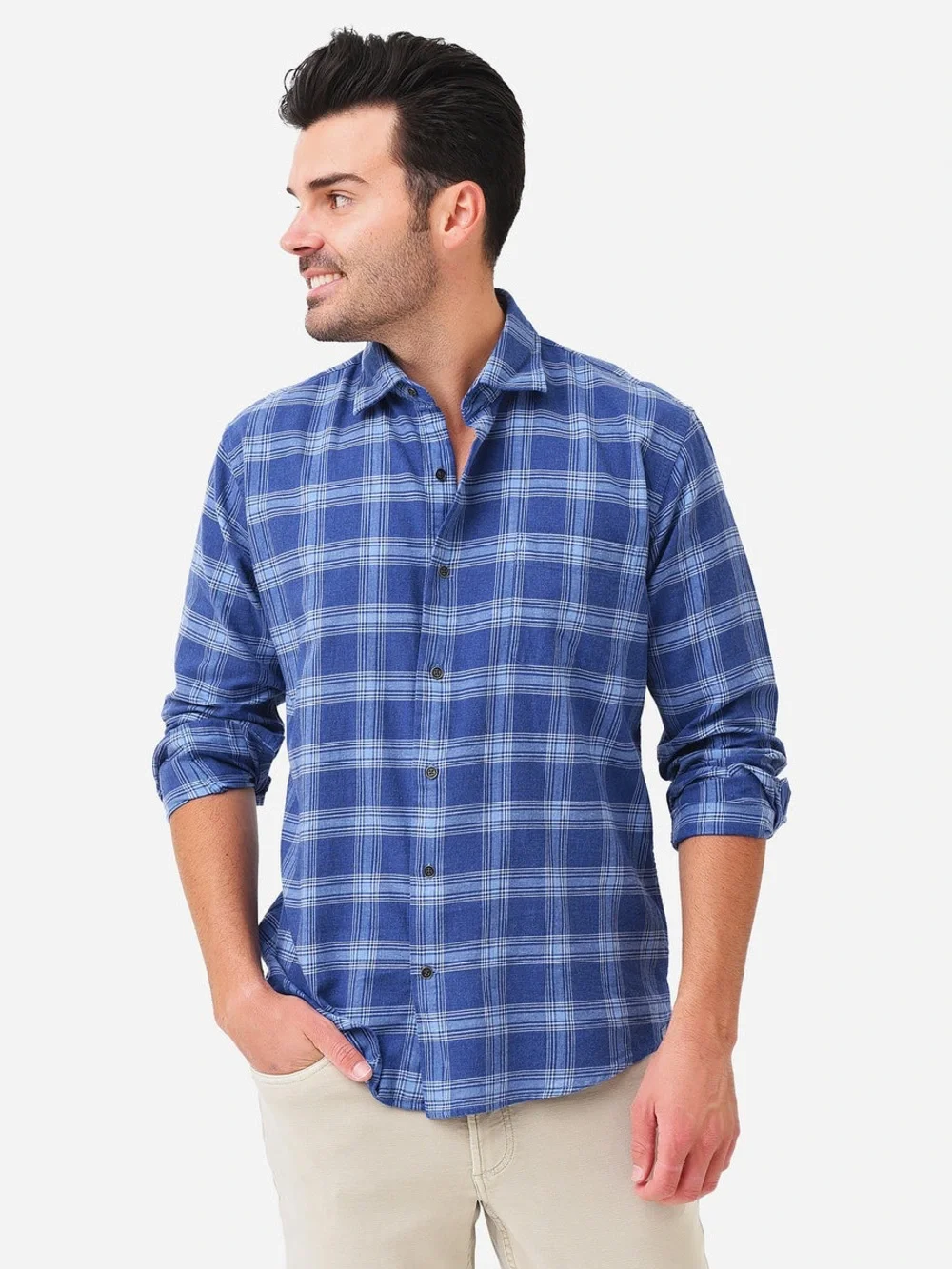 Peter Millar Crown Men's Hang Glider Cotton Sport Shirt in Blue